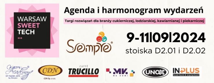 Harmonogram pokazów i wydarzeń na stoisku Sempre Group na Sweet Tech 2025