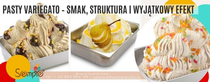 Pasty Variegato – smak, kolor i chrupiąca struktura w lodach rzemieślniczych Pasty Variegato do przekładania lodów z kawałkami owoców, orzechów i chrupiących dodatków