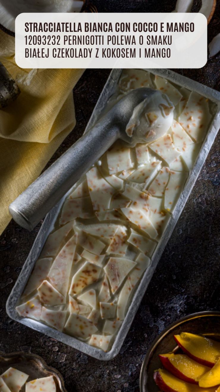 Polewy i starcciatella do lodów do dekorowania i oblewania lodów czekoladą.